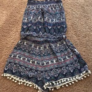 Strapless romper with elephants